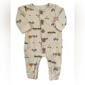 Rabbit & Beat Charming Car Pumpkin Print Kids Romper